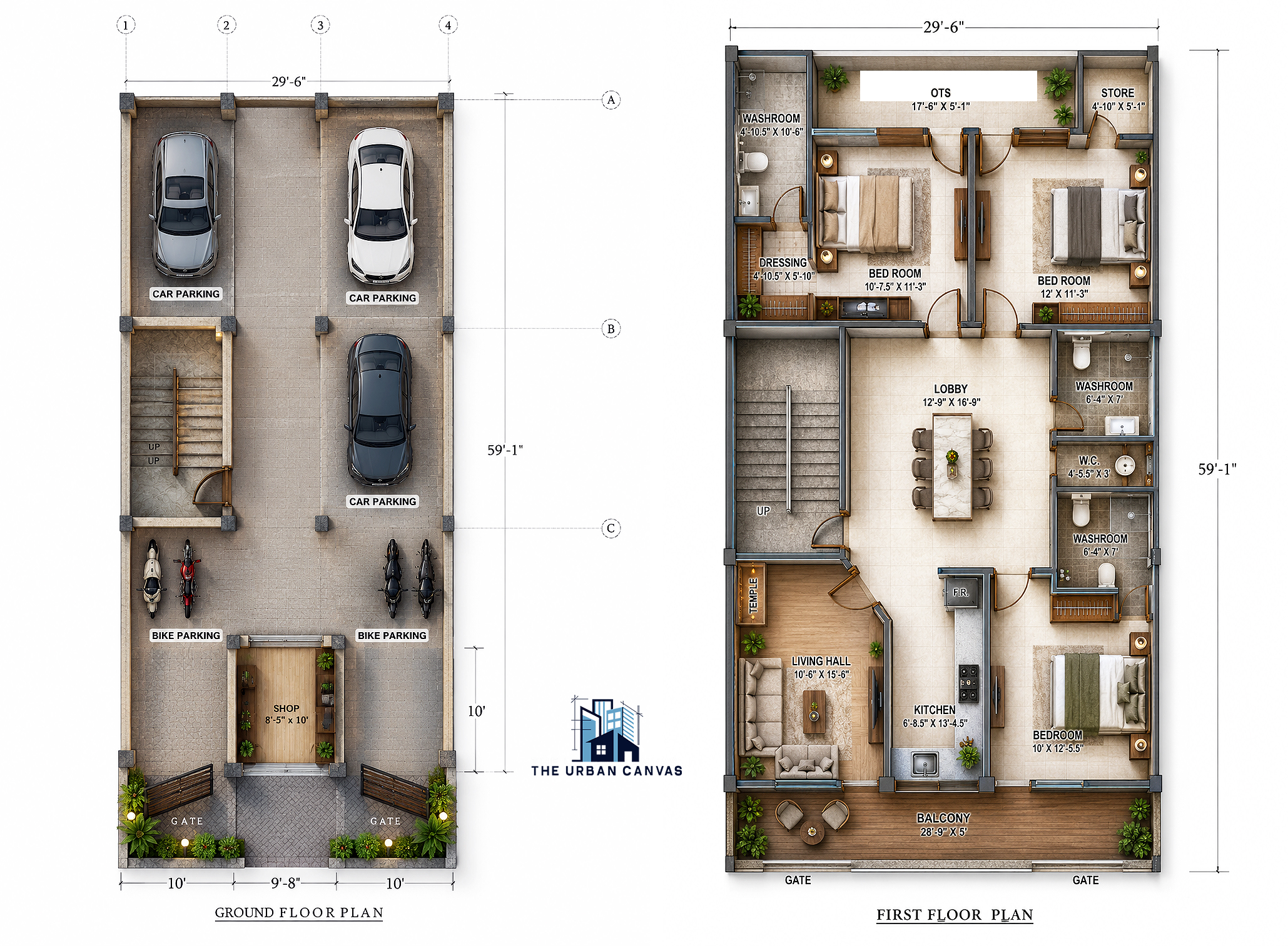 RK Gupta Residence rendered plan 1